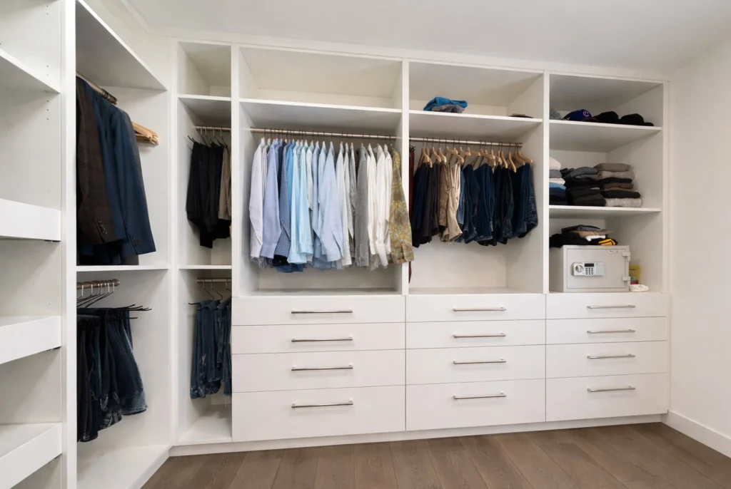 custom closet system with shelving